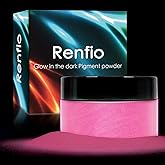 Renfio Glow Powder, 3.5oz 100g Glow in The Dark Face Paint Mica Powder, Fluorescent Luminous Resin Pigment Dye for Resin Supplies, Gel Nail Polish, Slime, Art Painting, Party - Camellia Rose