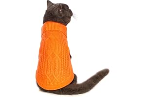 JNANCUN Stretchy Cat Sweater - 17 Colors & 6 Sizes | Snug Winter-Ready Knit for Boy/Girl Cats & Kittens(Orange, Medium)