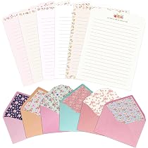 Lot de 72 feuilles de papier à lettre et enveloppes sur le thème du chat mignon pour femmes et filles avec 48 lettres lignées et 24 enveloppes