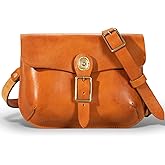 une diffe Genuine Leather Cross Body Bag for Women Men, Vegetable-Tanned Leather, Adjustable Strap,Pure Brass