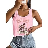 AMWIPE Western Crop Tops for Women Cowgirl Sleeveless Cropped Tank Tops Vintage Cowboy Country Concert Vest Shirts