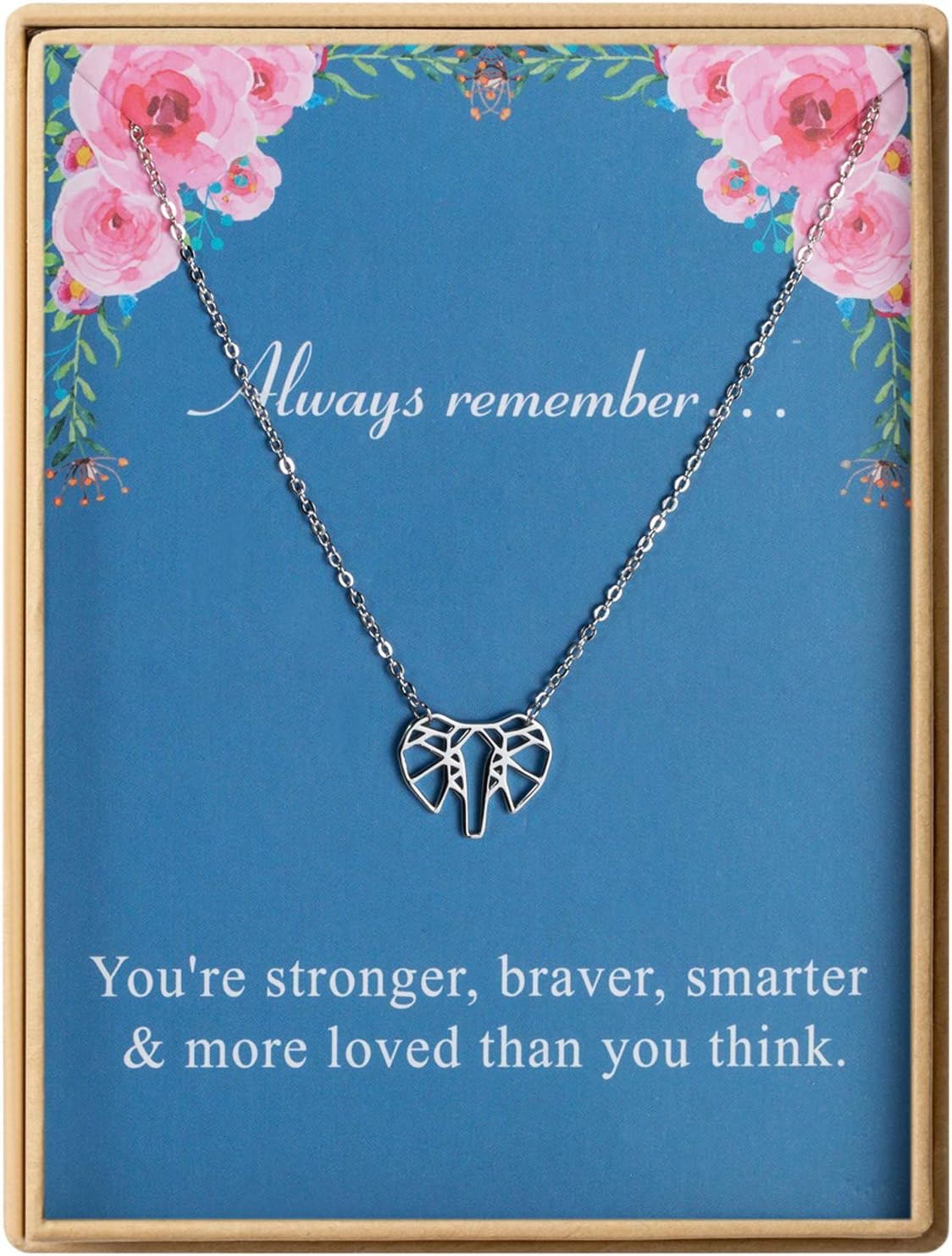 Geometric Origami Elephant Necklace S925 Sterling Silver Pendant Necklace With Message Card Gift Card For women