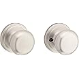 Kwikset Juno Interior Passage Door Knob, Handle For Closet and Hallway Doors, Non-Locking Doorknob in Satin Nickel, with Micr