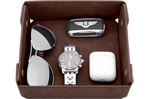 CASIRENA Father's Day Gifts Faux Leather Valet Tray Organizer for Men - Catch-All Tray for Entryway Table Key, Wallet, Watch, Coin Change, Phone, Dresser EDC Dump Jewelry, Bedside Nightstand Desk-top