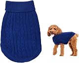 Jodsen Warm Puppy Sweater Small Dogs Knitted Pullover Turtleneck Blue XS-S