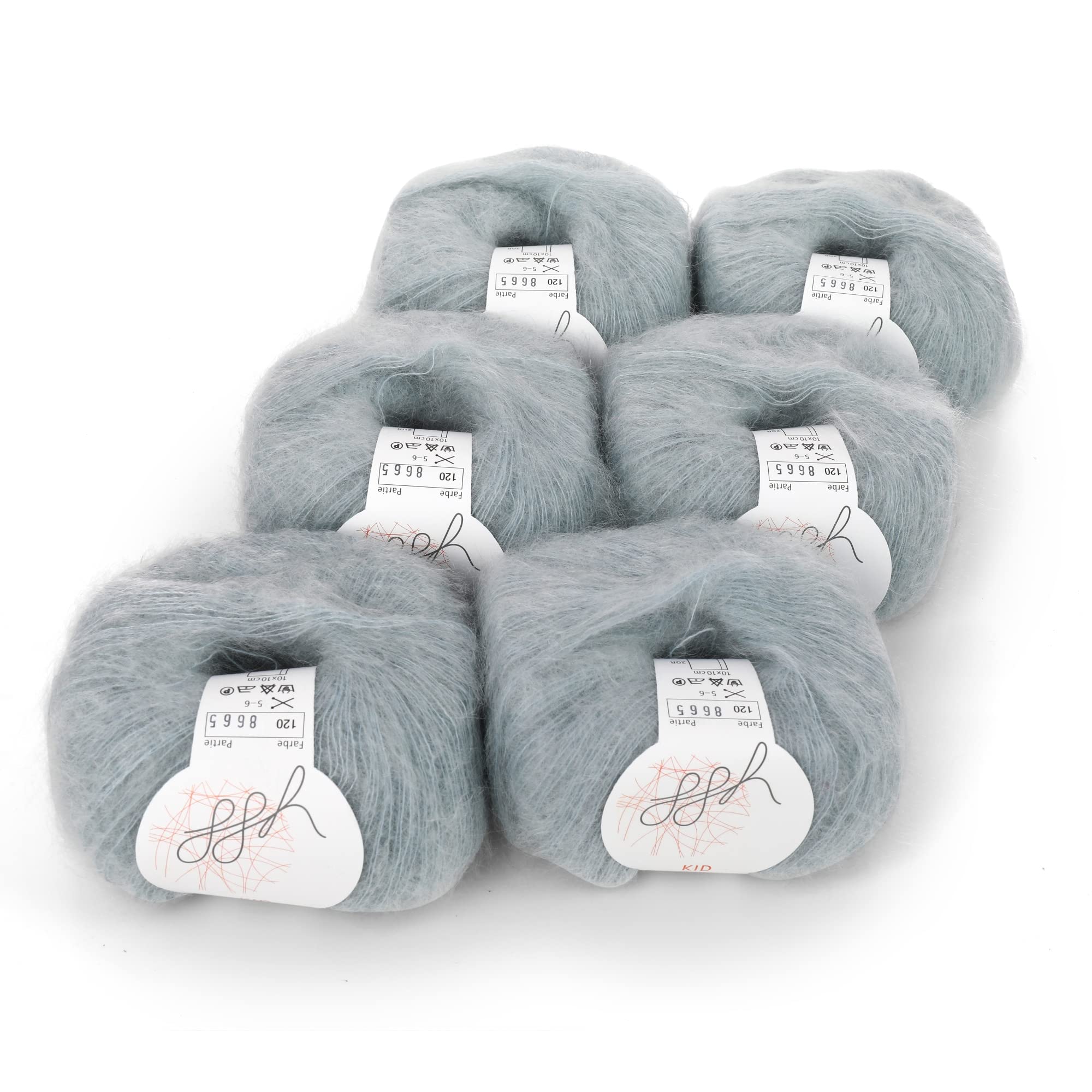 ggh Kid Box - 6 Balls of Kid Mohair Knitting Wool - Colour 120 - Shimmering Glass