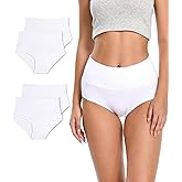Comfneat Women's 4-Pack High Waisted Briefs Full Coverage Panties Stretchy Cotton Spandex Underwear