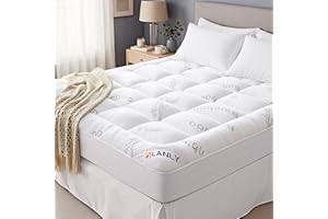 OLANLY King Mattress Topper – Viscose Made from Bamboo, Cooling Soft King Pillow Top Mattress Pad for Back Pain Relief, Plush Down Alternative Fill Bed Topper with Elastic Deep Pocket, White