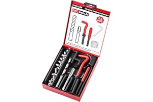 KUNGJUER Metric Thread Repair Insert Kit, M8x1.25mm helicoil Thread Repair kit with HSS Drill Bits, Rethreading Inserts Tool Set for Damaged Thread Repairing with Carry Case