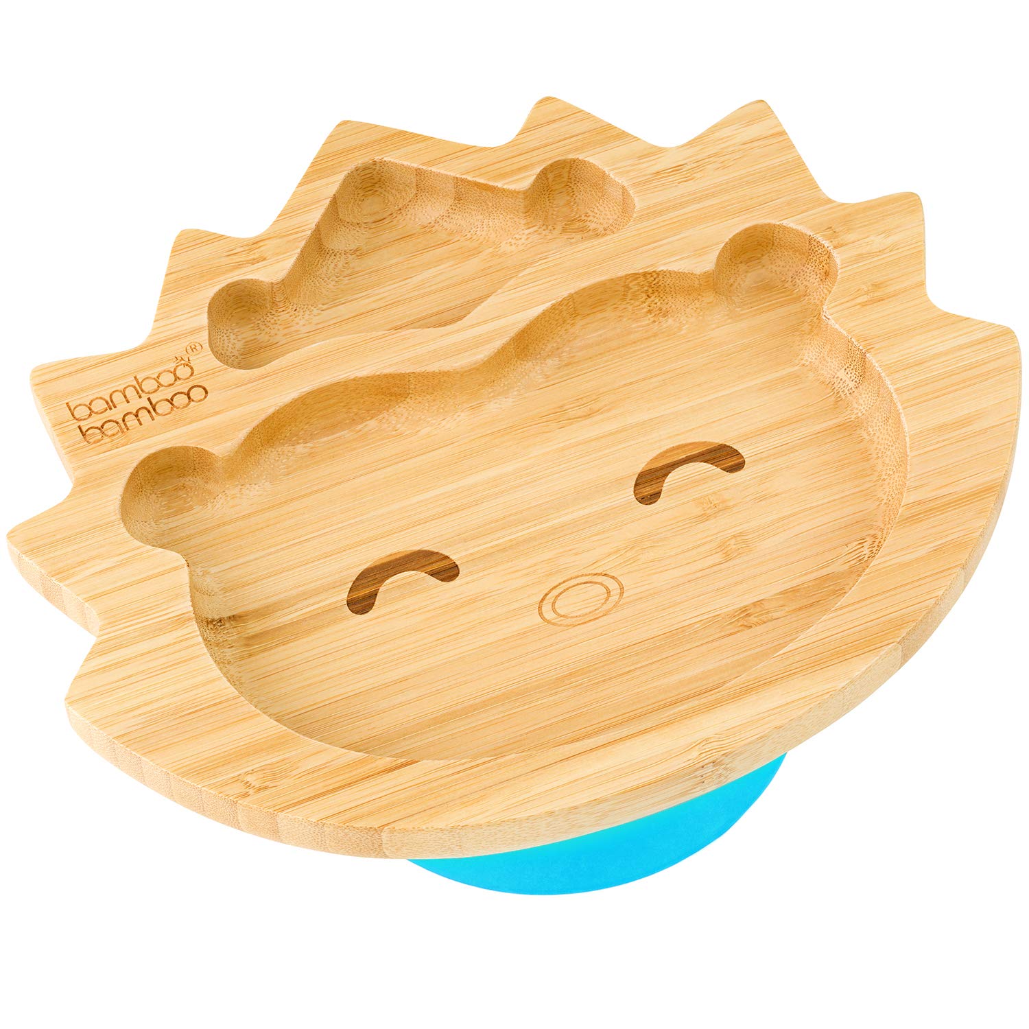 bamboo bamboo Baby Plate and Toddler Plate, Suction Plate for Feeding and Weaning, Bamboo Hedgehog Plate with Secure Suction, Suction Plates for Babies from 6 Months (Hedgehog, Blue)