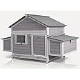 MEDEHOO Large Chicken Coop Expandable Chicken House for Outdoor with Two Nesting Box, Leakproof Pull-on Tray and UV-Resistant Roof Panel