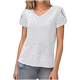 MINTLIMIT Women's Sequin Tops Short Sleeve Shimmer Glitter Top V Neck Sparkly Blouse Club Party Shirt