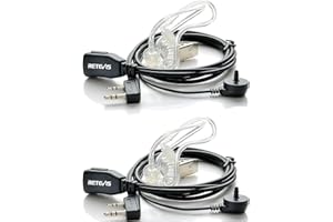 Retevis Walkie Talkie Earpiece with Mic, Comfortable Acoustic Tube, for RT22 RT68 RT21 H-777 RT86A, Compatible with Kenwood Baofeng BF-888S BF-T26 Pxton Walkie Talkies, Surveillance Headset(2 Pack)