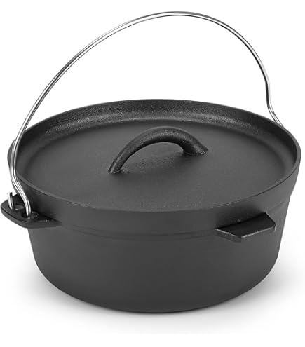 Captain Stag Forno Olandese In Ghisa Quadrato, Mini UG-3062, Capacità 750 Ml, Larghezza 20,5 Cm, Senza Necessità Di Condimento, Per Campeggio