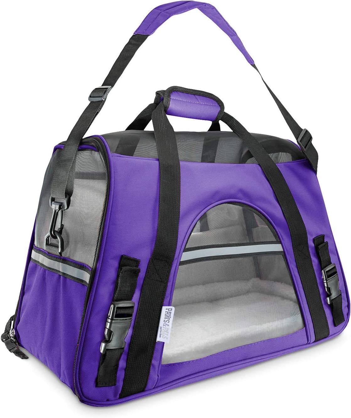 Paws & Pals Airline Approved Pet Carrier - Soft-Sided Carriers for Small Medium Cats and Dogs Air-Plane Travel On-Board Under Seat Carrying Bag with Fleece Bolster Bed for Kitten Cat Puppy Dog Taxi : Pet Supplies