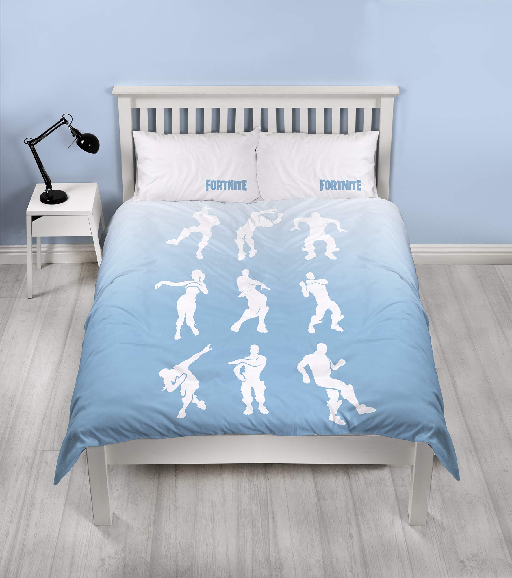Official Fortnite Double Duvet Cover Shuffle Design | Reversible Two Sided Fortnite Battle Royale Bedding Duvet Cover With Matching Pillow Case, Blue