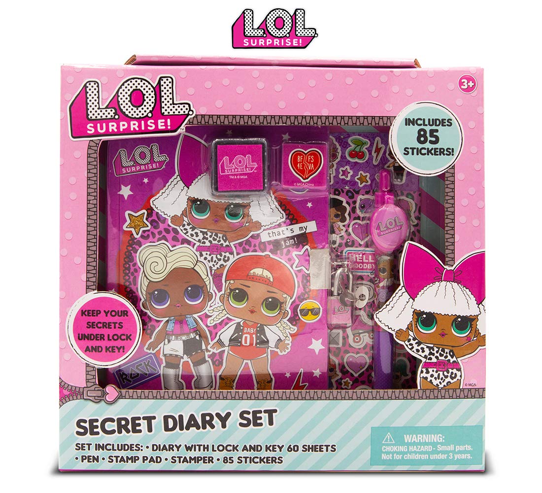 LOL Surprise Secret Diary Set for Girls W/ Diary, Lock, Key, Stamp Pad, & Two Sticker Sheets, Every Girls Dream & Best Gift Or Present for Your Daughter