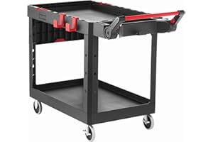 Rubbermaid Commercial Products Heavy Duty Adaptable Utility/Service Cart, Medium, 500 lb. Capacity, Black, for Warehouse/Garage/Cleaning/Maintenance