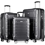SHOWKOO Luggage Sets Expandable Suitcase Double Wheels TSA Lock (Gray)