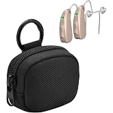Beautyflier Hearing Aid Protective Case Pocket Size, Hearing Amplifier Soft Earphone Pouch for Personal Sound Amplifier, Earphones, Earbuds, Earpieces, SD Memory Card, Camera Chips, Case Only (Black)