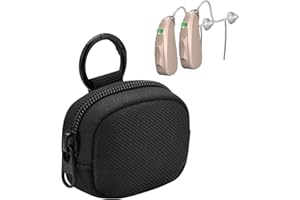 Beautyflier Hearing Aid Protective Case Pocket Size, Hearing Amplifier Soft Earphone Pouch for Personal Sound Amplifier, Earphones, Earbuds, Earpieces, SD Memory Card, Camera Chips, Case Only (Black)