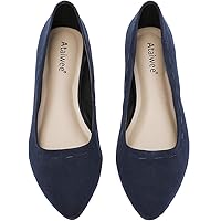Ataiwee Women's Wide Width Flat Shoes - Pointed Suede Cozy Anti-Slip Cute Slip-on Ballet Flats.