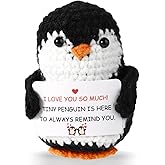 TOYMIS Funny, Handmade Crochet with Encouragement Card Knitted Crocheted Animals Plush Doll for Couples Lovers Him Her Support Inspirational Gift Birthday