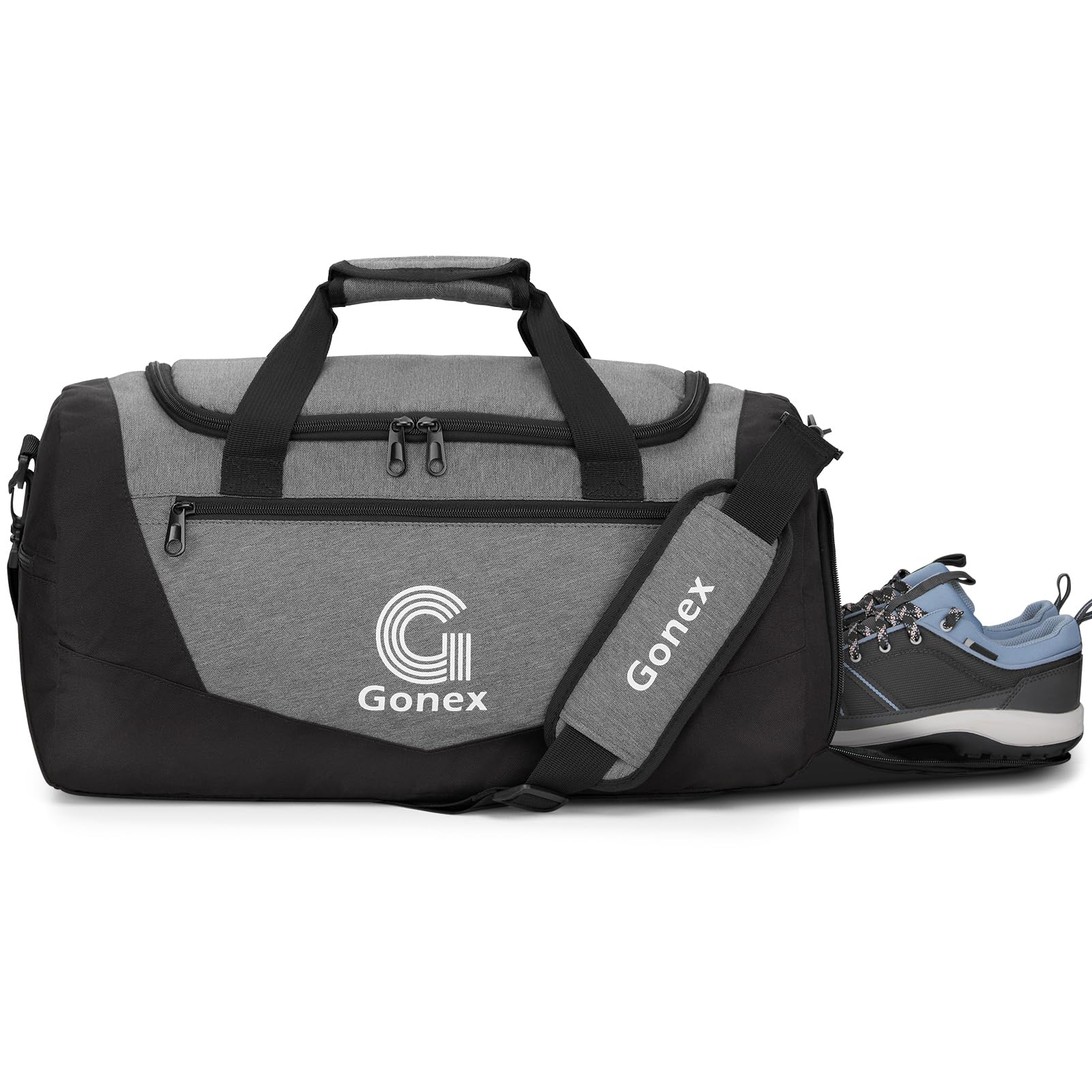 Photo 1 of Gonex Gym Duffel Bag with Shoe Compartment Wet Pocket, Large Capacity Sports Duffle Bag for Men Women, Workout & Travel Bag with Multiple Pockets, Black/Gray, Small (30L)