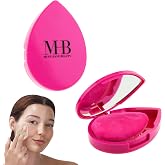 2pc Pink Dual-Sided Beauty Puff & Sponge - Carrying Case & Matching Mirror | Professional Makeup Blender for Flawless Applica