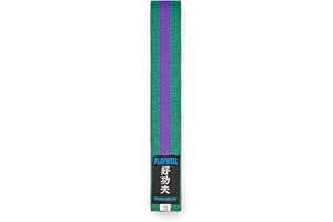 Playwell Martial Arts Cotton Coloured Belt With Coloured Stripes Grading Belt - (Karate, Judo Taekwondo)