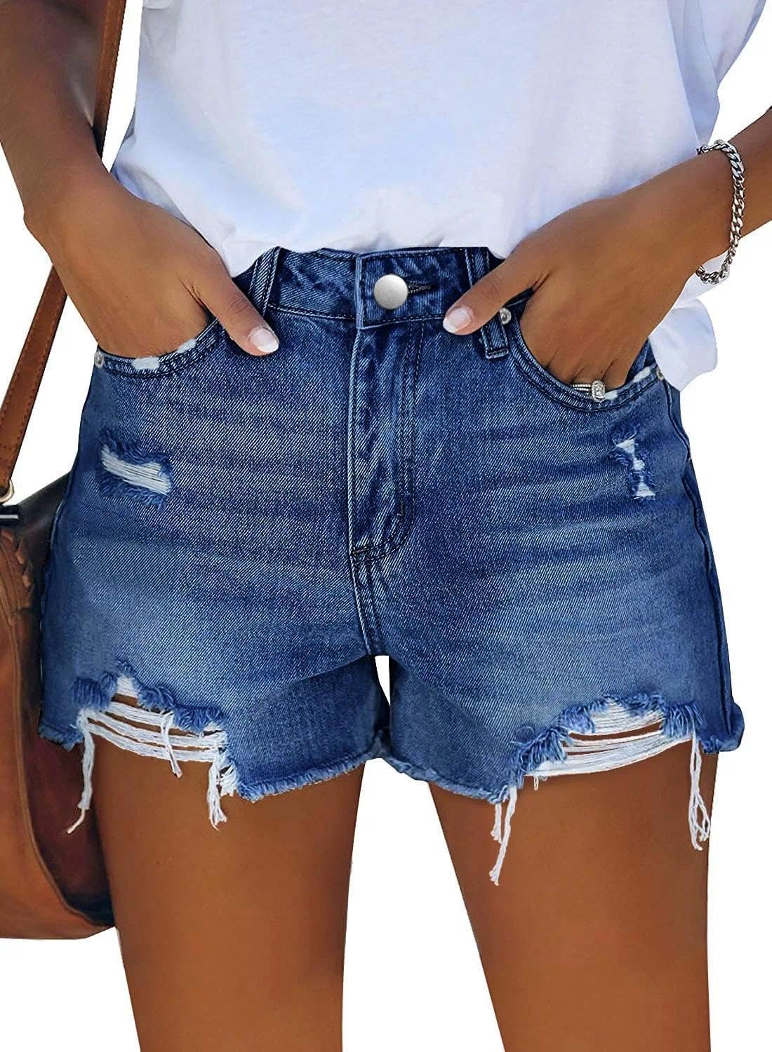 Photo 1 of DGRPI Womens Jean Shorts Stretchy High Waisted Ripped Denim Distressed Trendy 2026 Shorts with Pockets