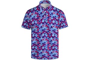 QAVHIGK Men's Funny Golf Shirts Hawaiian Polo Shirts 80S Flashes Polo Shirts Funny Hawaiian Beach Summer Golf Polo Shirts