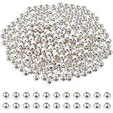 CRAFTYMELODY 160Pcs 925 Sterling Silver Plated Spacer Beads Smooth Round Ball Brass Beads 5mm Stackable Loose Beads Finding Bulk for Bracelet Necklace Earring Jewelry Making DIY Crafts
