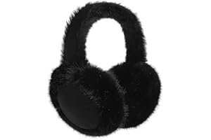 Tavaleu Ear Muffs for Winter Women, Foldable Fuzzy Earmuffs Faux Fur Warm Ear Warmers Covers Cold Weather