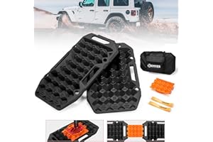 BUNKER INDUST Offroad Traction Boards with Jack Base,Multifunctional Extendable Recovery Track Tire Traction Mat Snow Mud Sand Tracks-4X4 ATV UTV SUV Truck Traction Pads with Bag, Black (Gen 8)