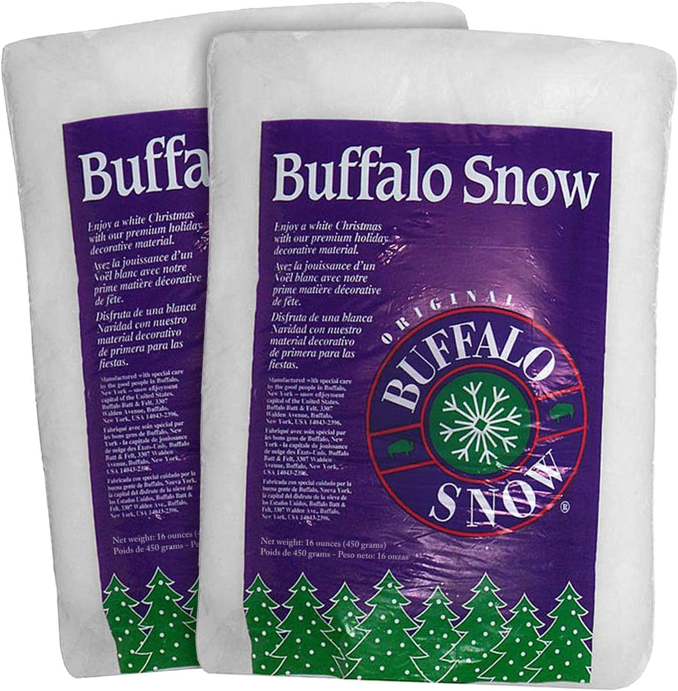 Artificial Snow - Buffalo Snow Artificial Faux Snow Fluff 100% Polyester 16-Ounces 2-Pack