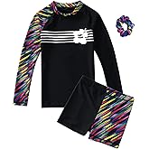 Girls Long Sleeve Swimsuits 2 Pieces Set Rash Guard Swimwear Quick Dry Surfing Wetsuit for Kids Bathing Suit 5-16 Years