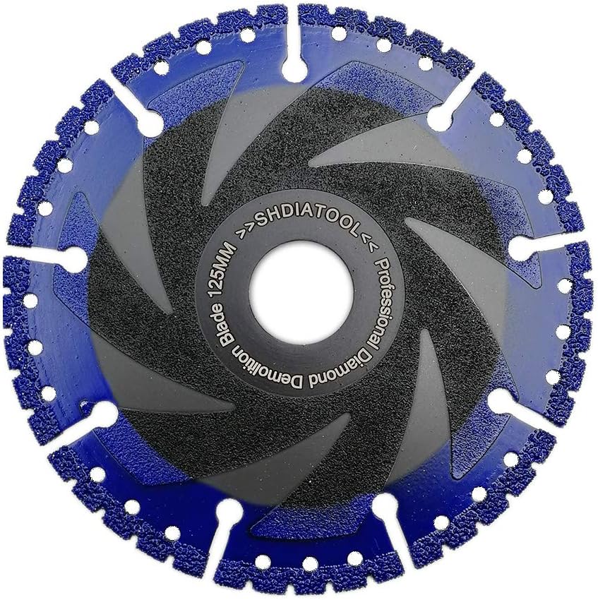 SHDIATOOL Diamond Cutting Disc 5 Inches / 125mm Vacuum Brazed Cut-off Wheel for All Purpose Demolition Blade for Stone Iron Steel Metal