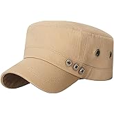 YeeHeen Unisex Cadet Army Cap Adjustable Flat Top Cap Washed Cotton Military Hat Baseball Cap