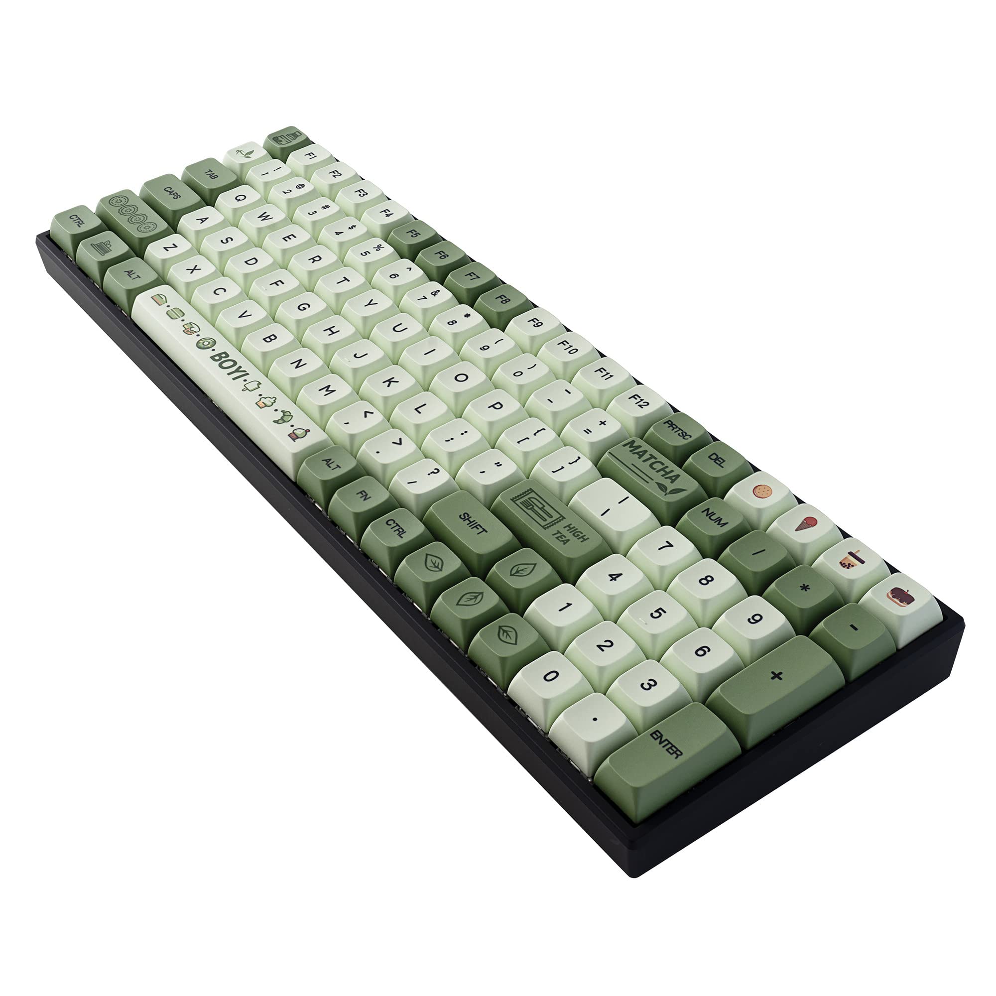 BOYI TK96 RGB Mechanical Keyboard,Wireless BT5.0/2.4Ghz/Type-c Wired Hot Swap Gateron Yellow Switch,100 Keys N-Key Rollover Matcha Green XDA PBT Keycaps for Working&Gaming