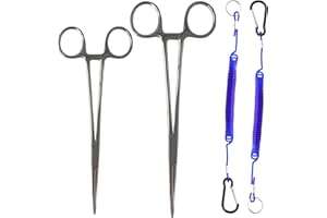 CASTSTRIKE Multi-Purpose Fishing Tool Kit with Hemostat Forceps, Titanium Braid Scissors, Pin-On Reel, Anti-Loss Coiled Lanyard, Hook Remover Set for Fly Fishing, Tackle Setup&Angling