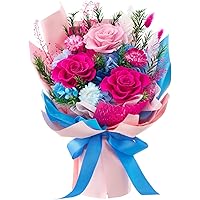 Flomoon Preserved Flowers Bouquet, Birthday Gifts for Women, Wife, Birthday Anniversary Mothers Day Gifts for Mom Home Decora