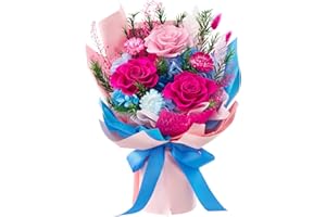 Flomoon Preserved Flowers Bouquet, Forever Flowers, Birthday Gifts for Women, Mother, Wife, Mothers Day Flowers for Mom (Blue)