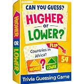 Trivia Board Games for Kids and Adults - Higher or Lower Trivia Cards | Family Board Games for Game Night - Guess Fun Questions - Educational Card Game for Kids 8-12, Families and Teens