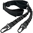 DDOUT 2 Point QD Rifle Sling with QD Swivels Mounts, Traditional Two-Point All Metal Hardware Elastic Sling, Adjustable Extra Long Webbing Gun Sling