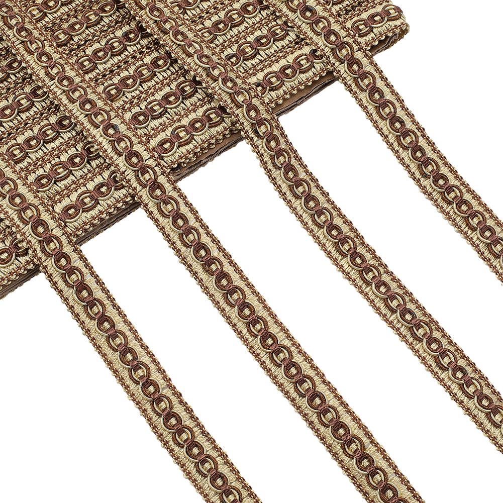 GORGECRAFT 12m*21mm Gimp Braid Trim Polyester Curtain Braid Ribbon Coconut Brown Trimmings Curtain Upholstery for Clothes DIY Crafts Sewing Jewelry Making Table Home Decoration