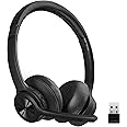 EKVANBEL Bluetooth Headset V5.2 with Adapter, Wireless Headphones with Noise Cancelling Microphone, On Ear Wireless Headset for Cell Phones Laptop Computer