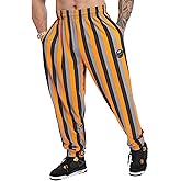 BGSM Men's Loose Fit Striped Sweatpants with Pockets, Oldschool Baggy Gym Training Pants