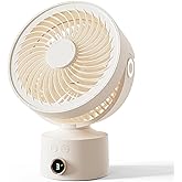 CARONSORT Desk Fan, Small Oscillating Fan for Bedroom, 9 Inch Table Fans Quiet,Desk Air Circulator Fan with 3 Speeds, 4H Time, Rechargeable Fan for Office/Dorm/Room-Beige