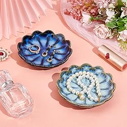 NBEADS 2 Pcs 2 Color Ceramic Jewelry Tray, Lotus